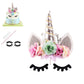 Nishine Rose Floral Unicorn Cake Topper Birthday Party Cake Decoration (Silver&Mint)