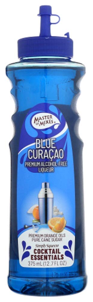 MASTER OF MIXES Blue Curacao Cocktail Mix, 375 ML Bottle (12.7 Fl Oz), Individually Boxed