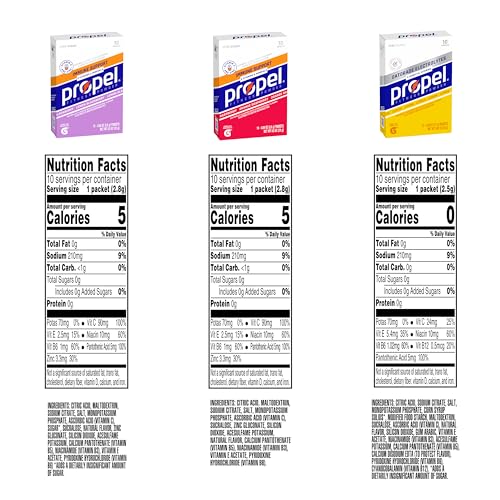 Propel Immune Support Electrolyte Enhanced Water Drink Mix Powder Packets, Variety Pack, 100% DV Vitamin C, Good source of Zinc,