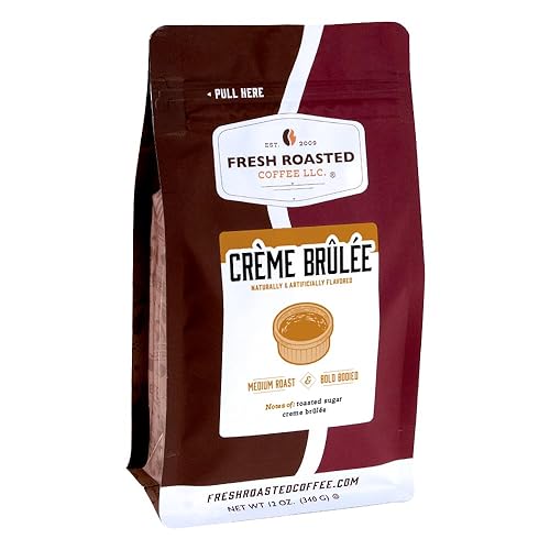 Fresh Roasted Coffee, Crème Brûlée Flavored Coffee, 12 Oz, Medium Roast, Kosher, Ground