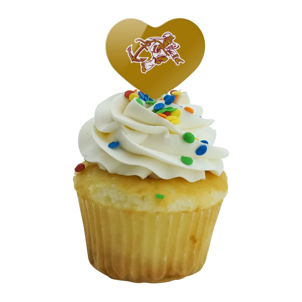 GRAPHICS & MORE Acrylic Cupcake Picks Set of 6 - Rhode Island College Secondary Logo Heart Design