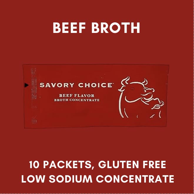 Savory Choice Reduced Sodium Broth Concentrate Variety Pack - 10 Each Of Beef, Chicken, Vegetable Packets (30 Total), 9 Soup & S