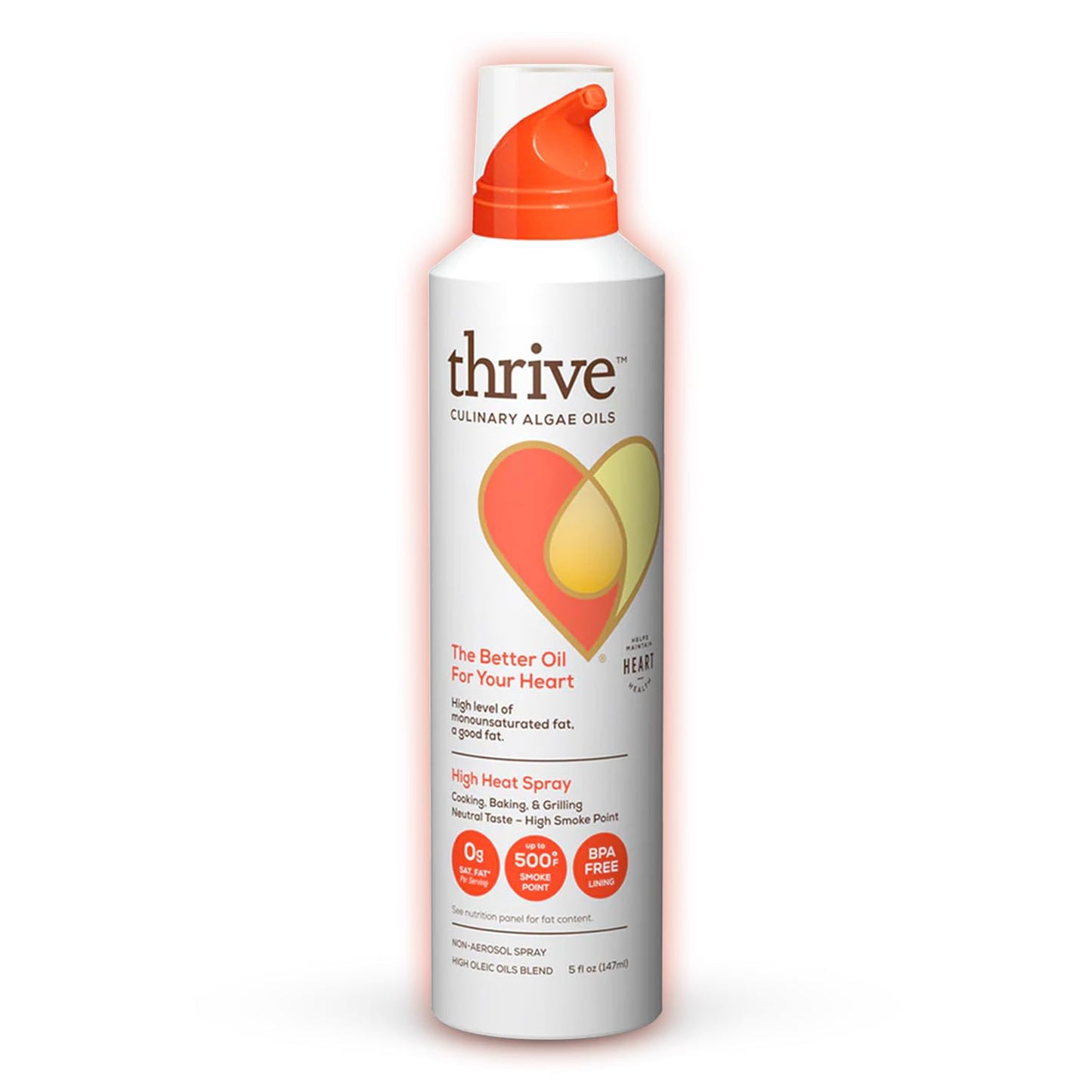 Thrive Cooking Spray - Everyday Algae Oil Culinary Blend, High Heat, 5 fl oz, Heart and Health-Conscious, Rich in Omega-9