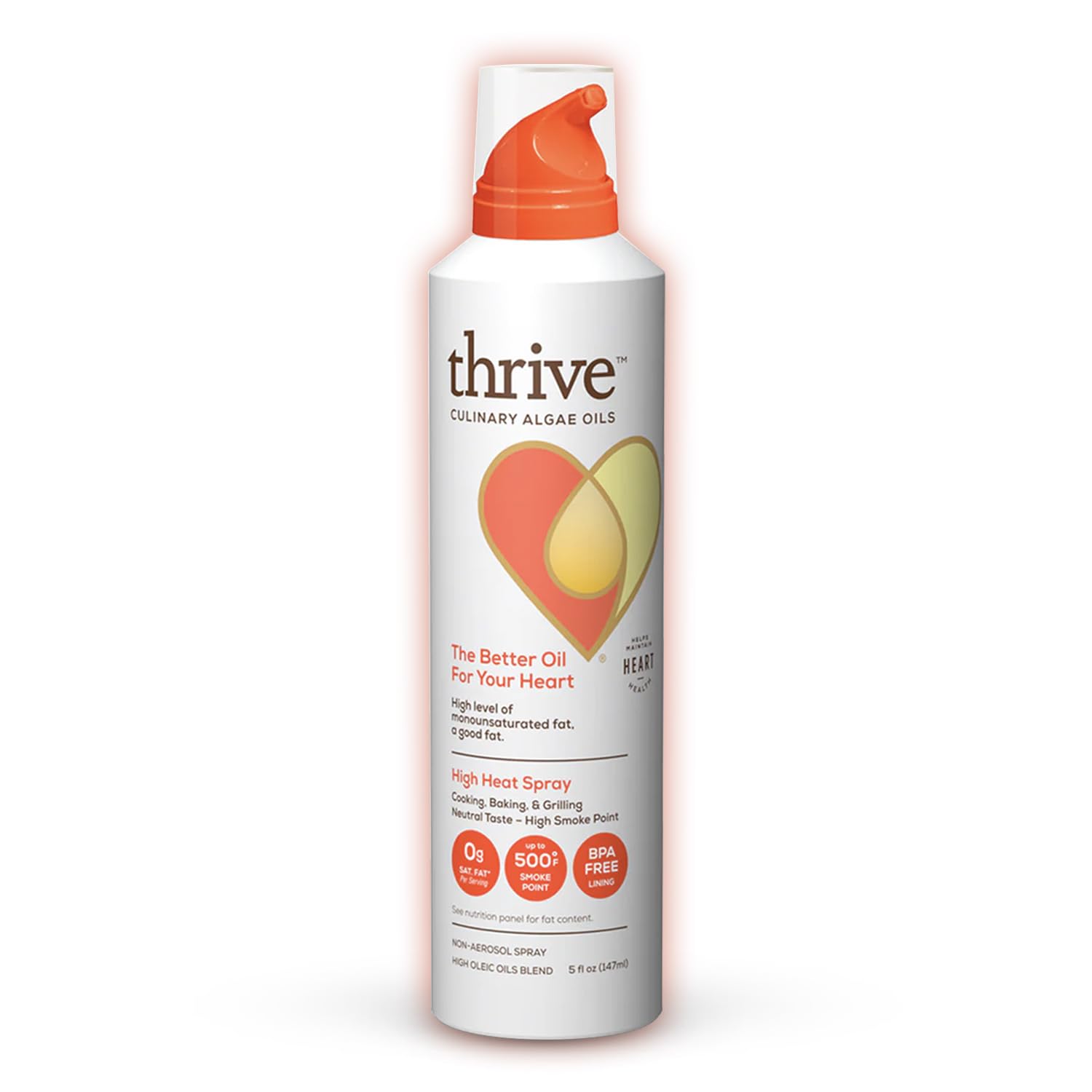 Thrive Cooking Spray - Everyday Algae Oil Culinary Blend, High Heat, 5 fl oz, Heart and Health-Conscious, Rich in Omega-9