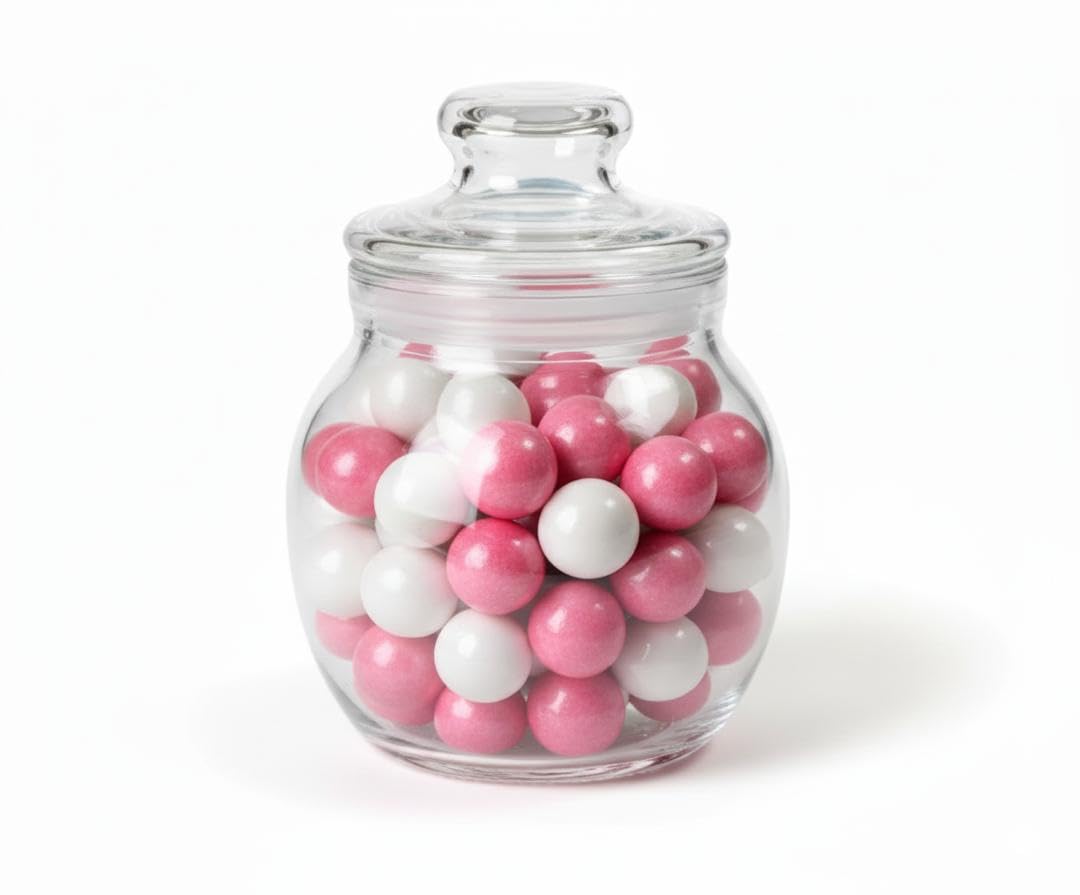 1 Inch Gumballs for Gumball Machin, Celebration Chewing Gum Balls (2 Pound, Baby Girl Mix (Shimmer Bright Pink & White))