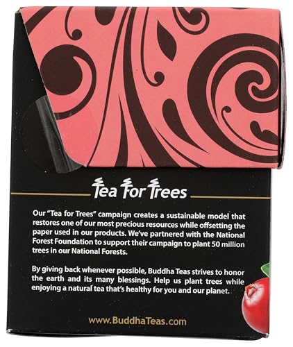 Buddha Teas Organic Cranberry Comfort Herbal Tea - Caffeine Free, Antioxidants, 18 Count (Pack of 1)