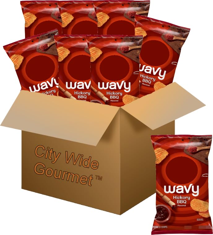 Wavy Hickory BBQ Potato Chips, 1.5 ounce Large Single Serving bags (Pack of 8) Bundled by City Wide Gourmet