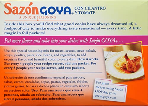 Sazón With Cilantro And Tomato By Goya, Latin Spice Blend For Poultry, Seafood, Meat And Vegetables, All Purpose Mexican Seasoning 1.41Oz Carton