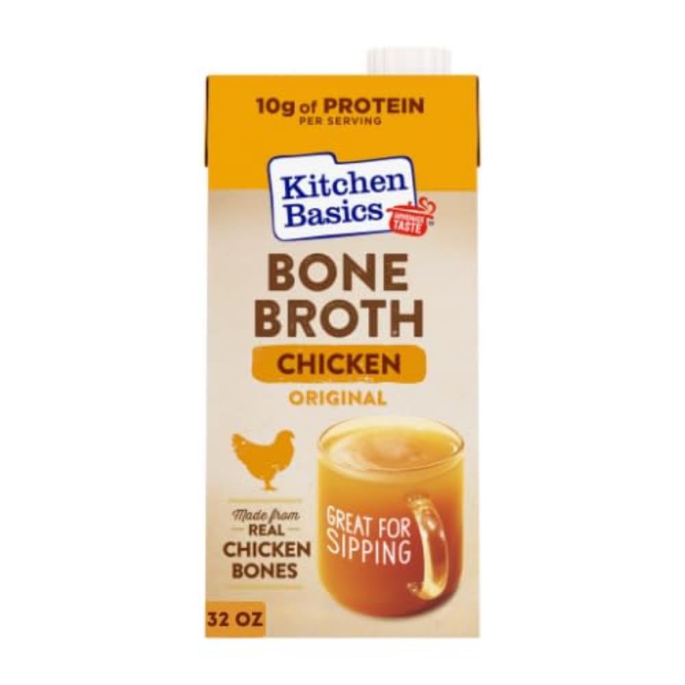 Kitchen Basics Chicken Bone Broth, 32 Fl Oz, Great for Soups and Side Dishes, Model 901385049