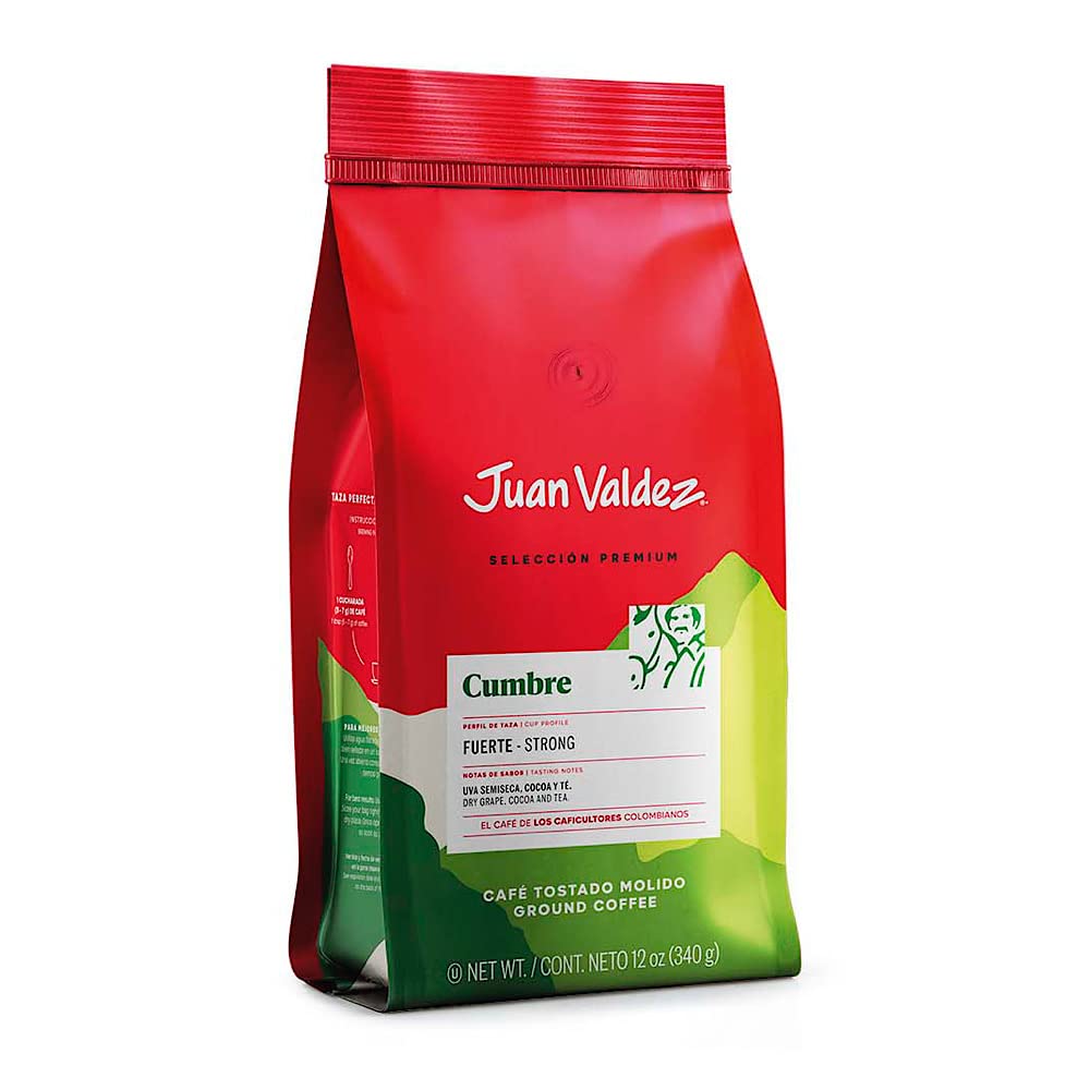 Juan Valdez Cumbre Ground Coffee, Dark Roast 12 Oz - Premium Colombian Coffee - Expert Blend Of Colombian Coffees With Intense Flavors And Dry Fruits Notes