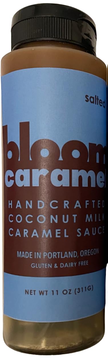 Bloom Caramel Salted Coconut Caramel - Sauce, 11 OZ Squeeze bottle, Vegan Alternative for Coffee, Topping for Ice Cream