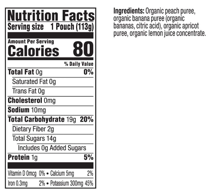 Plum Organics Stage 2 Organic Baby Food - Peach, Banana, And Apricot - 4 Oz Pouch (Pack Of 4) - Organic Fruit And Vegetable Baby