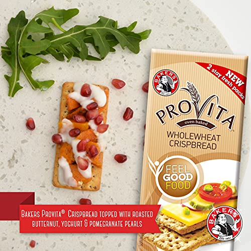 BAKERS Provita Original Wholewheat Crispbread 250g, High Fibre, Keto Friendly, Pack of 2, Brown, 8.82 Ounce