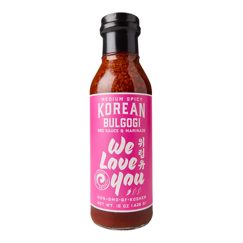 Medium Spicy Korean Bulgogi Kalbi Galbi BBQ Marinade & Sauce Gluten-free, Non-GMO, Vegan, OU Kosher 15oz (pack of 1)