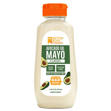 BetterBody Foods 11.25 Ounce Avocado Oil Mayonnaise Squeeze Bottle, Gluten Free Non-GMO Avocado Mayo Spread Made with Cage-Free 