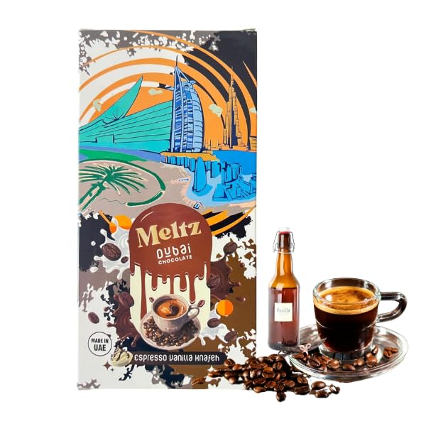 Meltz Chocolate Bar Espresso Vanilla 192g - Filled with Coffee Cream, Rich Milk Chocolate, Individually Wrapped, Brown