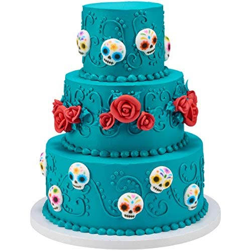 Ncs Day Of The Dead, Dia De Muerto, Skull Edible Sugar Cake Toppers, 12 Count - Great For Cupcakes, Cookies, Donuts Cakes, Cakes