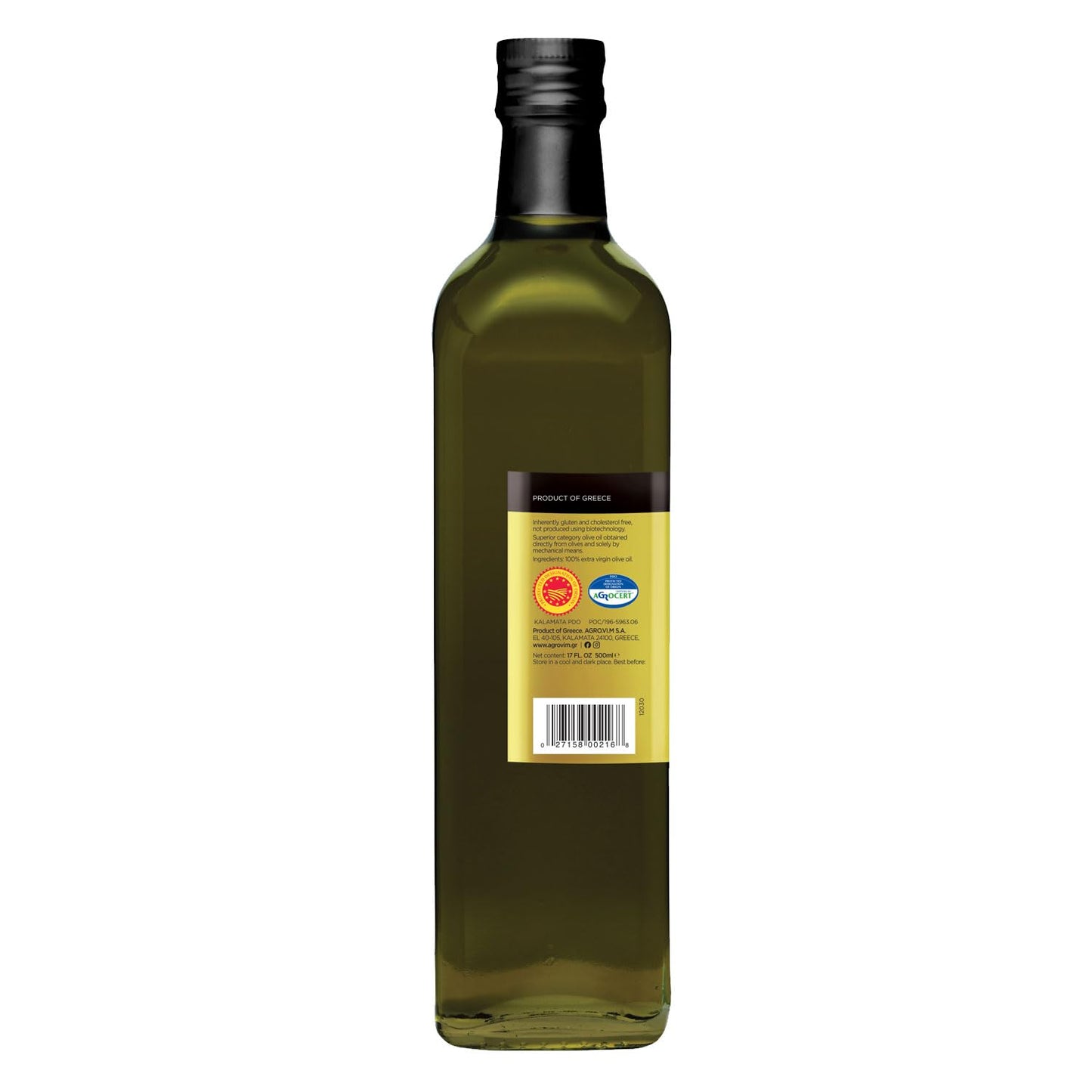 Iliada Kalamata PDO Extra Virgin Olive Oil, Cold Pressed, 500mL, Monovarietal Koroneiki, Polyphenol Rich