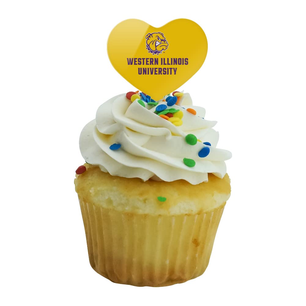 GRAPHICS & MORE Cupcake Picks Set of 6, Acrylic, Western Illinois University, One Size, Heart Decoration