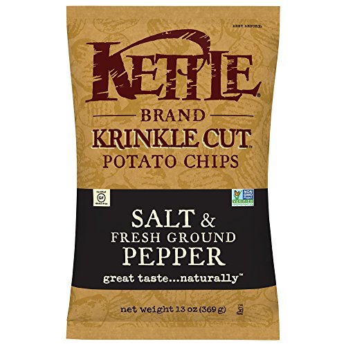 Kettle Brand Krinkle Cut Potato Chips, Salt And Fresh Ground Pepper, 13 Ounce Bags (Pack Of 10)