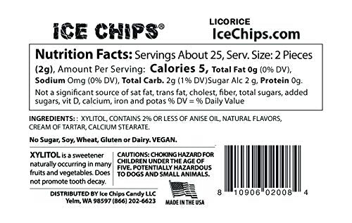 Ice Chips Xylitol Candy Tins (Licorice, 6 Pack); Low Carb, Gluten Free - Includes Band As Shown