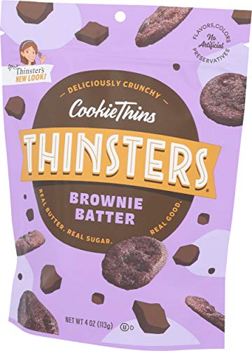 Thinsters Brownie Batter Cookies, Oven-Baked With Real Butter & Sugar, Non-Gmo, No Artificial Ingredients, Corn Syrup, Or Processed Oils, 4 Oz (Pack Of 1)