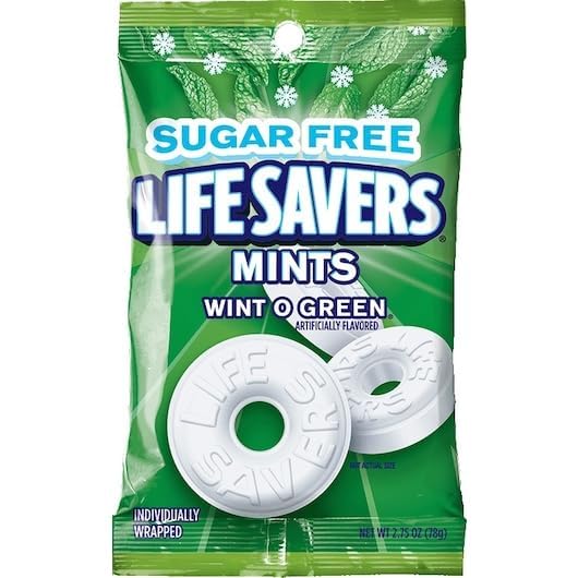 Life Savers Sugar Free Variety Pack - Pack of 2 - One of Each Flavor - Wint O Green and Pep O Mint - Delicious Variety - Perfect