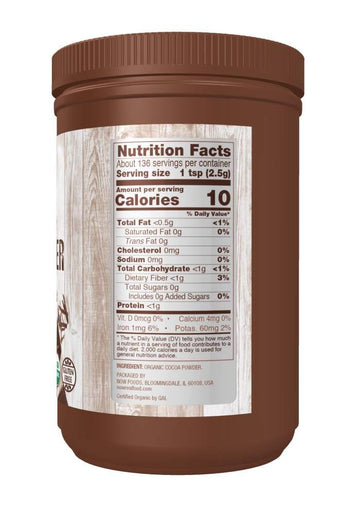NOW Foods, Cocoa Powder, Cocoa Lovers Certified Organic, Pure, Non-Alkalized, with Polyphenols, 12-Ounce