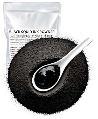 Ikasumi Black Squid Ink Powder - Genuine Ikasumi, 100% Pure, No Added Ingredients - Squid Cuttlefish Ink Powder, Net Weight: 1.7