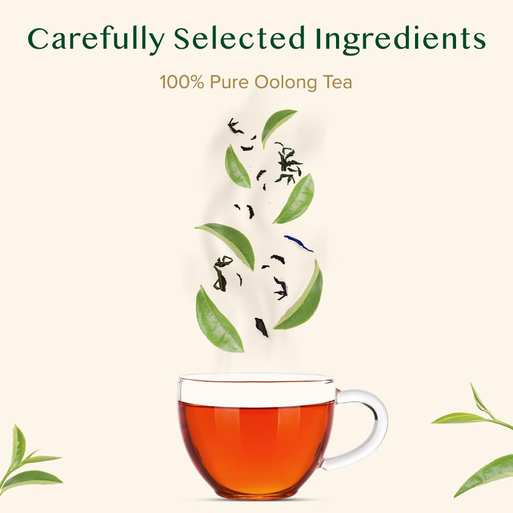 Vahdam, High Mountain Oolong Tea Bags (15 Count) Non Gmo | High Grown Oolong Tea Leaves - Light & Floral | Resealable Ziplock Pouch