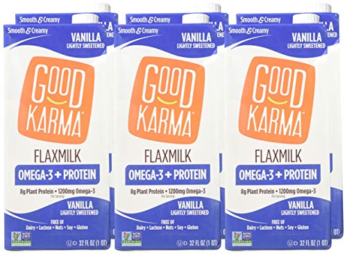 Good Karma, Flax Milk, Protein, Vanilla, Pack Of 6, Size 32 Fz - No Artificial Ingredients Dairy Free Gluten Free Low Sodium Veg