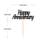Donoter 48 Pcs Black Glitter Happy Anniversary Cupcake Toppers Picks For Anniversary Party Cake Decorations