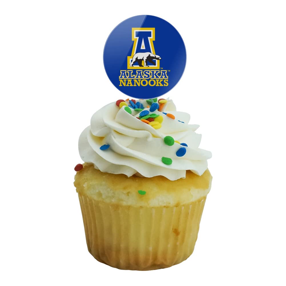 University Of Alaska, Fairbanks Secondary Logo Cupcake Picks Toppers Decoration Set Of 6