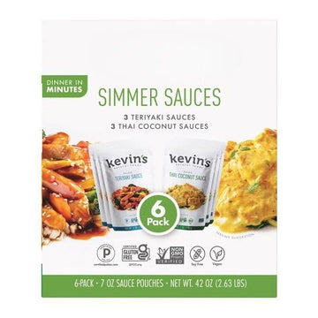 Simmer Sauce Variety Pack, 3 Teriyaki and 3 Thai Coconut, Paleo and Keto, Gluten-Free, Soy-Free, 6 Pouches [ 42 oz, 2.6 lb ]
