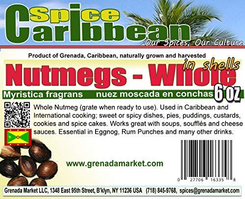 Nutmeg - Whole In Shell (6 Oz In Resealable Pouch, Product Of Grenada, Caribbean).