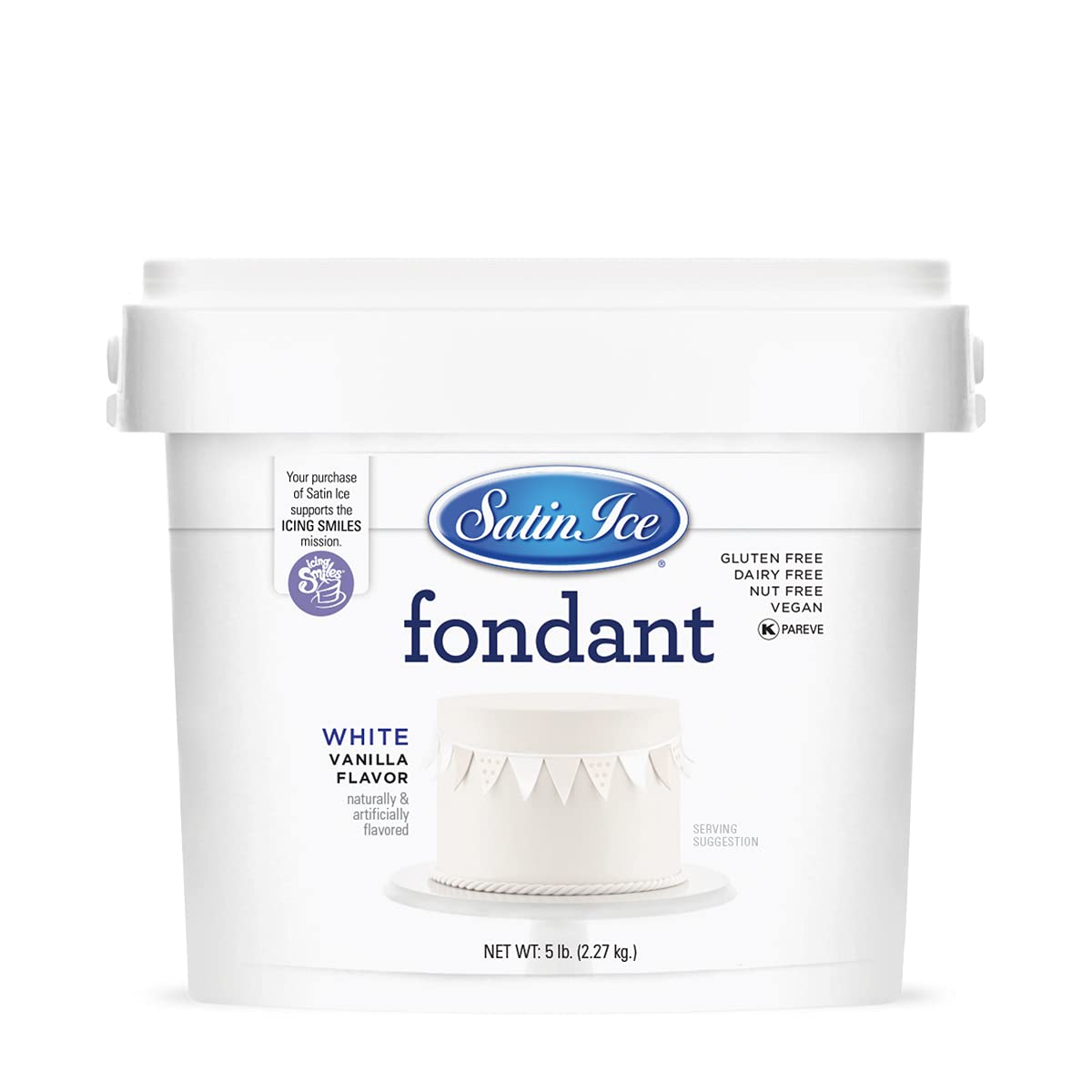 Satin Ice Fondant, Vanilla, 5 lbs, White, Model 19972, Plastic