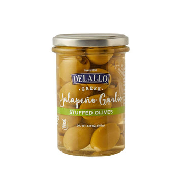 DeLallo Garlic & Jalape  o Stuffed Green Greek Olives in Jar(6 pack)