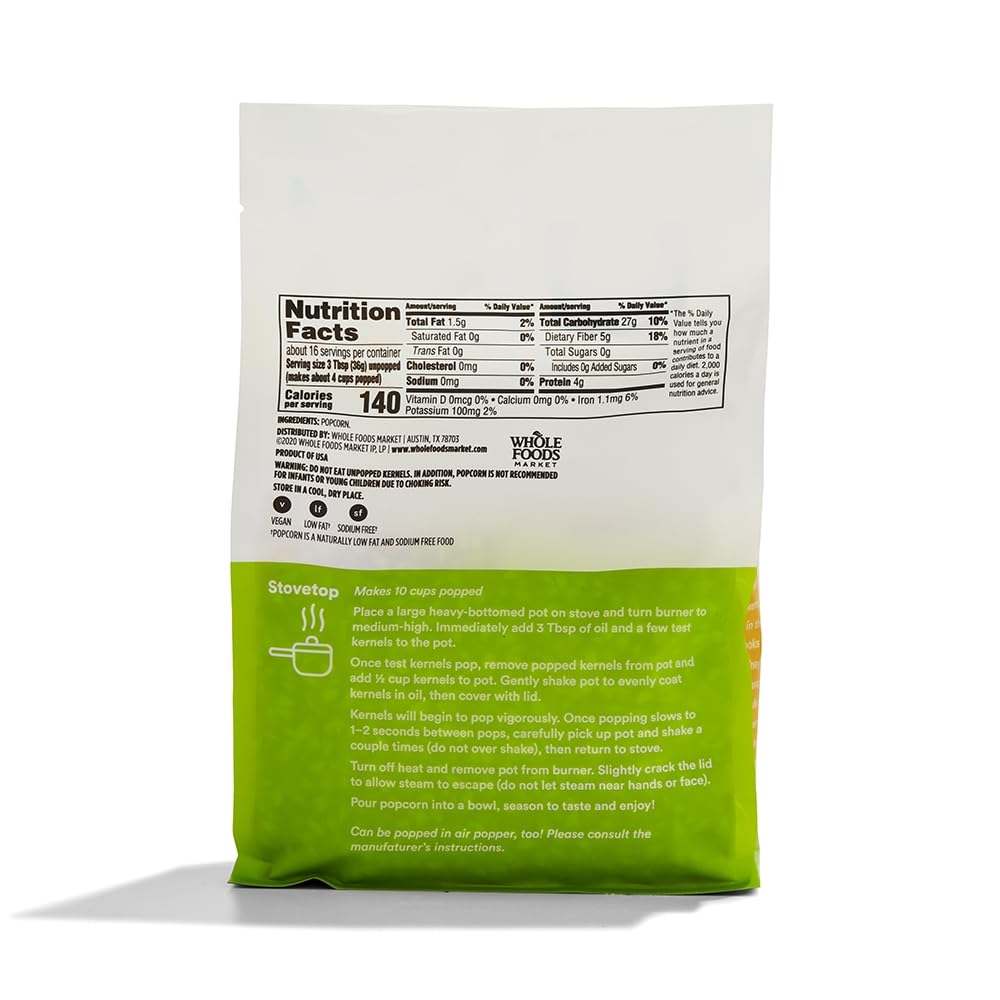 365 by Whole Foods Market Heirloom Popcorn Kernels, 20 Ounce - Non-GMO, Gluten-Free Snack