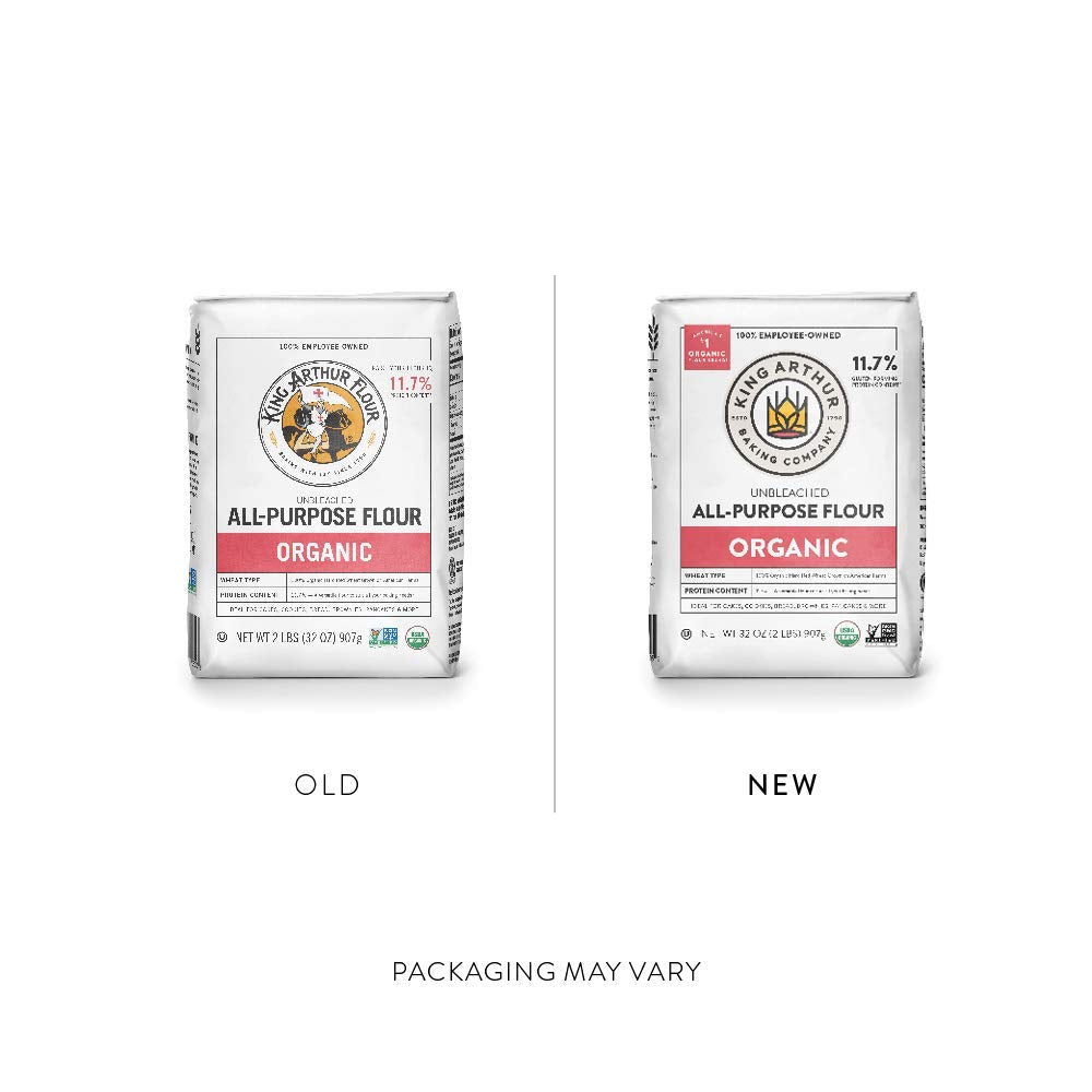 King Arthur, 100% Organic All-Purpose Flour Unbleached, Non-GMO Project Verified, No Preservatives, 2 Pounds (Pack of 12)