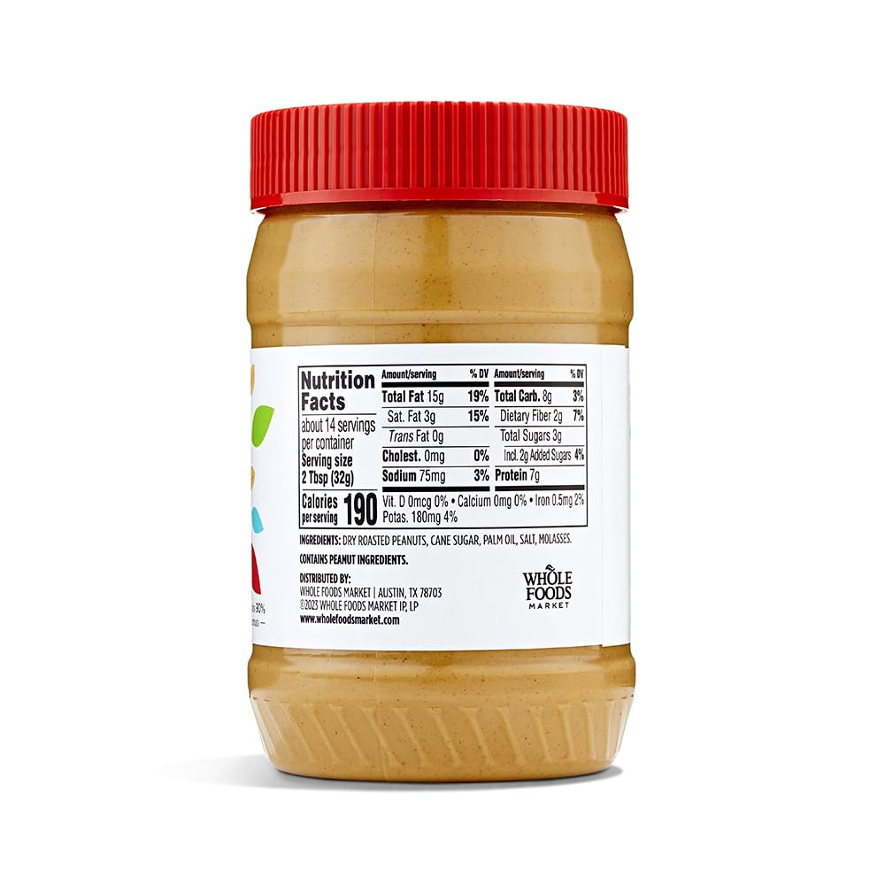 365 by Whole Foods Market, Creamy Peanut Butter Spread, No Stir, 16 Ounce