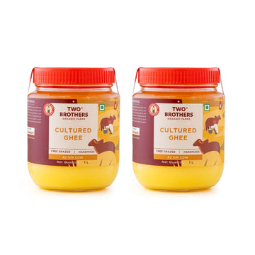Two Brothers Organic Farms - A2 Ghee (1L X 2) | Cultured Cow Desi Ghee | Curd-Churned Bilona Ghee | Pure, Natural, And Healthy |