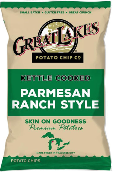Kettle Cooked Potato Chips By Great Lakes Value Pack Bundled By Superdeals | 1.375 Oz Bag | Parmesan Ranch Style | Pack Of 12 Wi