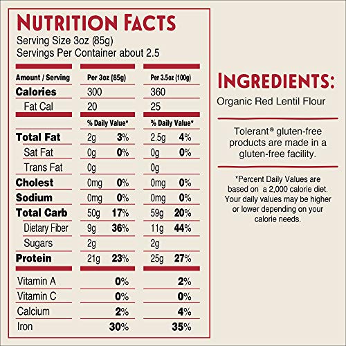 Tolerant Organic Pasta - Red Lentil Rotini - Case Of 6 - 8 Oz(D0102Hxxjgy.)