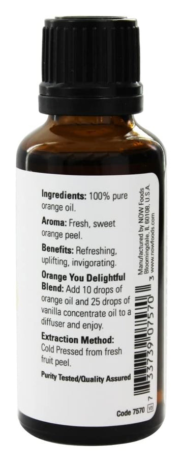 NOW Foods Orange Oil 1oz - Pure Essential Oil for Aromatherapy and Home Use, 100% Natural Citrus Fragrance