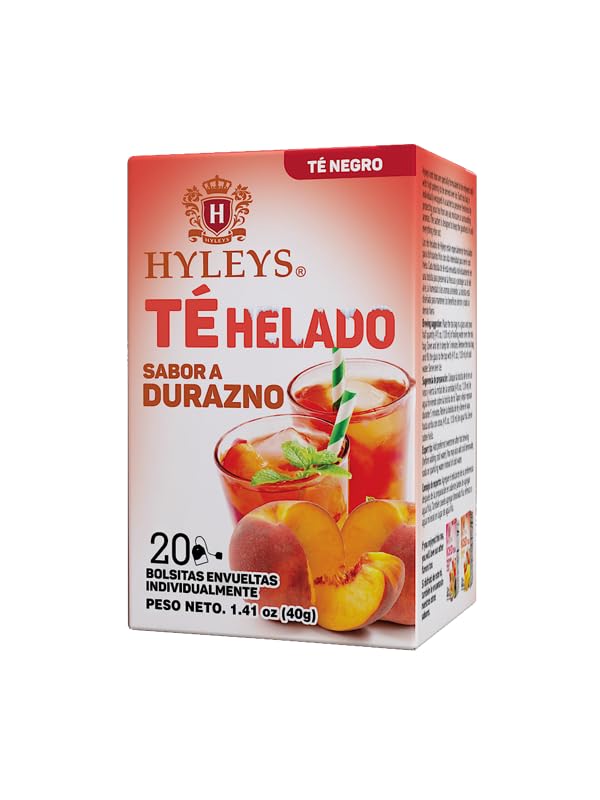 HYLEYS Iced Black Tea with Peach Flavor - 20 Tea Bags, 1 Pack (20 Count)
