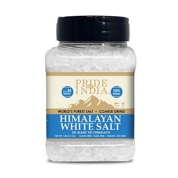 Pride of India- Himalayan White Salt Coarse Grind 1 lbs (453.59 gm)- Rarest & Enriched W/84+ Natural Minerals- Low Sodium- Miner