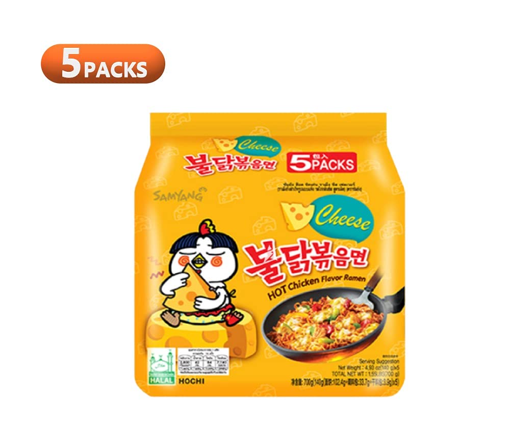 Fusion Select, Samyang Chicken Fried Noodles 10 Packs 5X Carbo 5X Cheese Hot, 1 Count