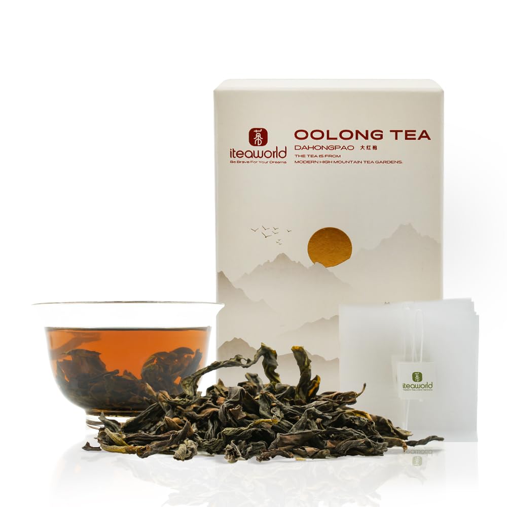 Iteaworld Organic Oolong Tea - Da Hong Pao 100G Unique Rock Aroma  Eco-Conscious Tea Bags - Oolong Tea Loose Leaf Scent Whole Tea Leaves Organic Oolong Tea For Health With 20 Empty Tea Bags