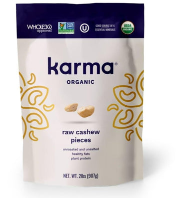 Raw Cashew Pieces By Karma Nuts, Roasted, Vegan, Gluten Free, Low Net Carb, Natural, Everyday Nut Snack, Great For Baking, Resealable Bulk 32Oz Bag
