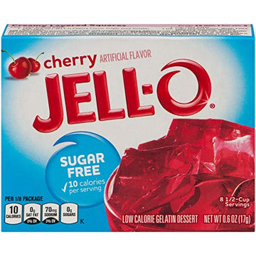 Jell-O Sugar-Free Cherry Gelatin Mix 0.6 Ounce Box (Pack Of 4)
